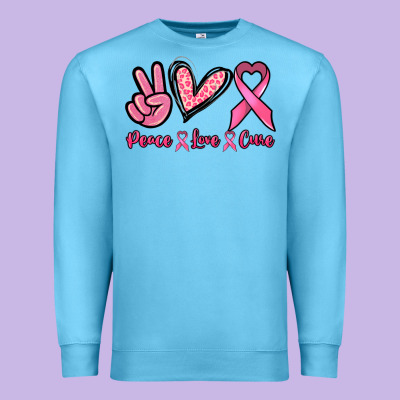 Peace Love Cure Cancer Awareness Premium Sweatshirt Designed By Howdyjamesfarm