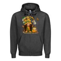 Charcoal Heather bee kind gnome Zipper Hoodie - BarkalooDesign