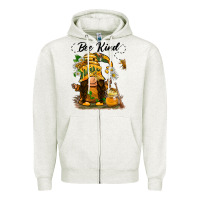 Oatmeal Heather bee kind gnome Zipper Hoodie - BarkalooDesign