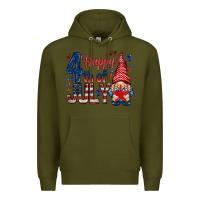 Army Green Happy 4th Of July with gnome Premium Hoodie - HowdyJamesFarm