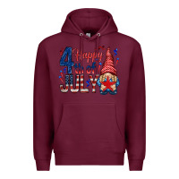 Burgundy Happy 4th Of July with gnome Premium Hoodie - HowdyJamesFarm