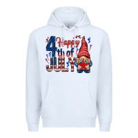 White Happy 4th Of July with gnome Premium Hoodie - HowdyJamesFarm