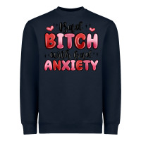 Navy bad bitch with bad anxiety Heavyweight Sweatshirt - MaliasSmallBusiness