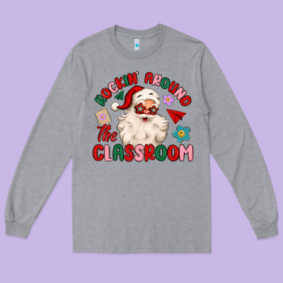 Rockin Around The Classroom Long Sleeve Tee Designed By Maliassmallbusiness