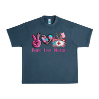Midnight Navy peace love nurse Urban Heavy Tee - AdoDesignShop
