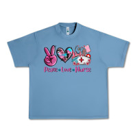 Pebble Blue peace love nurse Urban Heavy Tee - AdoDesignShop