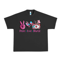 Pigment Black peace love nurse Urban Heavy Tee - AdoDesignShop