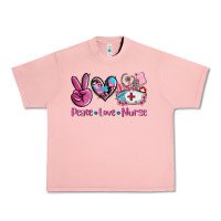 Salmon peace love nurse Urban Heavy Tee - AdoDesignShop