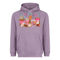 Lavender Pink gingerbread coffee cups Heavyweight Hoodie - texasbilliewilder