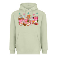 Matcha Pink gingerbread coffee cups Heavyweight Hoodie - texasbilliewilder