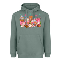Sage Pink gingerbread coffee cups Heavyweight Hoodie - texasbilliewilder