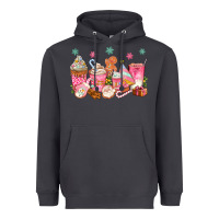 Pink Gingerbread Coffee Cups Heavyweight Hoodie | Teevron