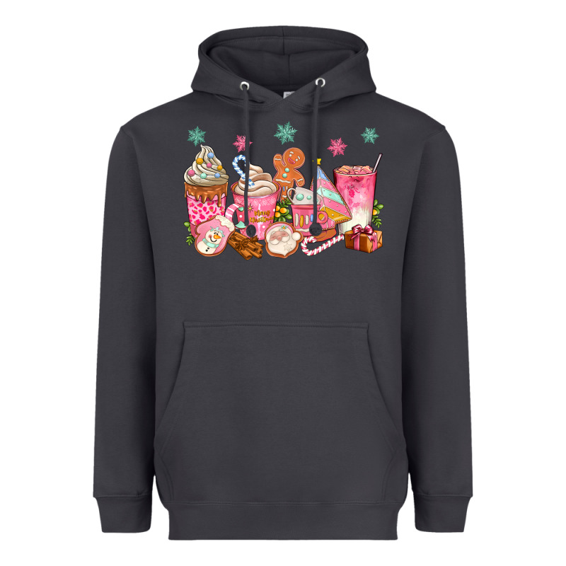 Pink Gingerbread Coffee Cups Heavyweight Hoodie by texasbilliewilder | Teevron