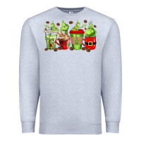 Heather Grey grinch coffee cups Premium Sweatshirt - texasbilliewilder