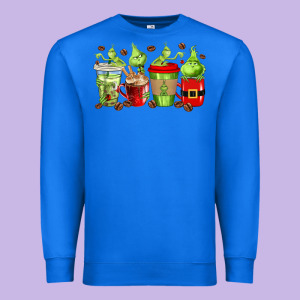 Grinch Coffee Cups Premium Sweatshirt Designed By Texasbilliewilder