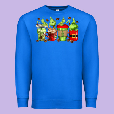 Grinch Coffee Cups Premium Sweatshirt Designed By Texasbilliewilder