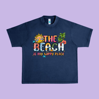 The Beach Is My Happy Place Urban Heavy Tee Designed By Maliassmallbusiness