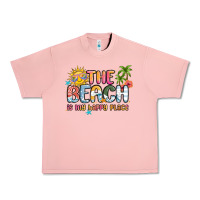 Salmon the beach is my happy place Urban Heavy Tee - MaliasSmallBusiness