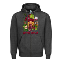 Charcoal Heather vine diva  gnome Zipper Hoodie - BarkalooDesign