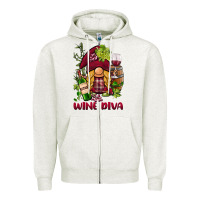 Oatmeal Heather vine diva  gnome Zipper Hoodie - BarkalooDesign