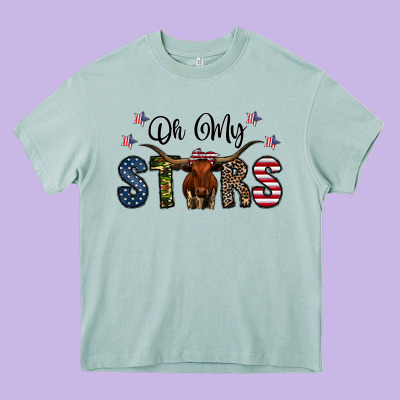 Oh My Stars Heavy Core Tee Designed By Cowhidedigitalart
