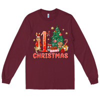 Burgundy red christmas bunny 1st christmas Long Sleeve Tee - MaliasSmallBusiness