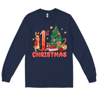 Navy red christmas bunny 1st christmas Long Sleeve Tee - MaliasSmallBusiness
