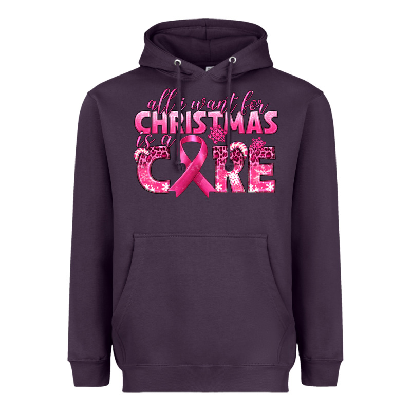All I Want For Christmas Is A Cure Breast Cancer Heavyweight Hoodie by texasbilliewilder | Teevron