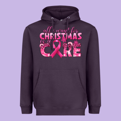 All I Want For Christmas Is A Cure Breast Cancer Heavyweight Hoodie Designed By Texasbilliewilder