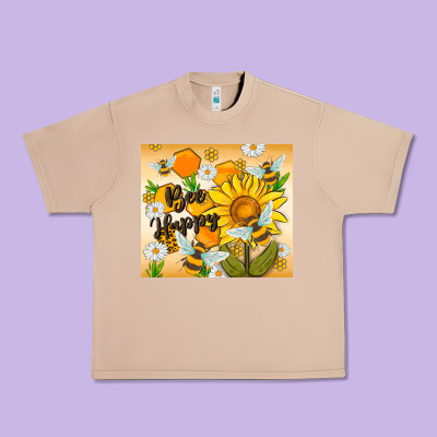 Bee Happy Urban Heavy Tee Designed By Maliassmallbusiness