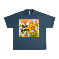 Midnight Navy bee happy Urban Heavy Tee - MaliasSmallBusiness