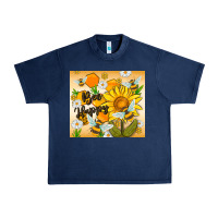 Navy bee happy Urban Heavy Tee - MaliasSmallBusiness