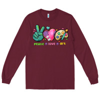 Burgundy peace love art Long Sleeve Tee - NancyCooperArtShop