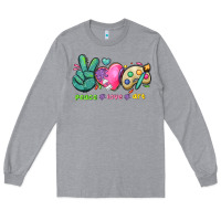 Heather Grey peace love art Long Sleeve Tee - NancyCooperArtShop