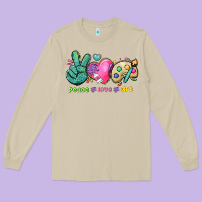 Peace Love Art Long Sleeve Tee Designed By Nancycooperartshop