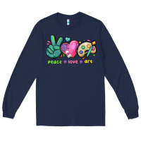 Navy peace love art Long Sleeve Tee - NancyCooperArtShop