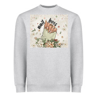 Heather Grey nail boss Heavyweight Sweatshirt - MaliasSmallBusiness