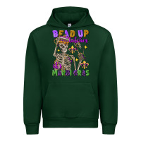 Forest Green Bead up bitches it's Mardi Gras skeleton Urban Hoodie - FaDigitalArtStudio