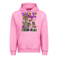 Fuchsia Pink Bead up bitches it's Mardi Gras skeleton Urban Hoodie - FaDigitalArtStudio