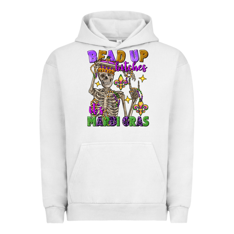 Bead Up Bitches It's Mardi Gras Skeleton Urban Hoodie by FaDigitalArtStudio | Teevron