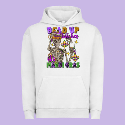 Bead Up Bitches It's Mardi Gras Skeleton Urban Hoodie Designed By Fadigitalartstudio