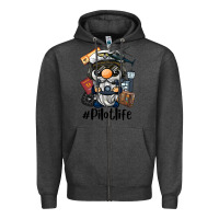 Charcoal Heather pilot life gnome Zipper Hoodie - BarkalooDesign