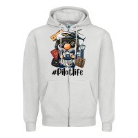 Dove Grey pilot life gnome Zipper Hoodie - BarkalooDesign