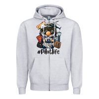 Heather Grey pilot life gnome Zipper Hoodie - BarkalooDesign