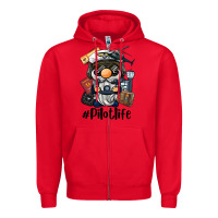Red pilot life gnome Zipper Hoodie - BarkalooDesign