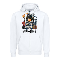 White pilot life gnome Zipper Hoodie - BarkalooDesign