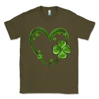 Army Green st patricks day shamrock heart Classic Tee - MaliasSmallBusiness