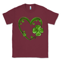Burgundy st patricks day shamrock heart Classic Tee - MaliasSmallBusiness