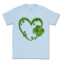 Dusty Blue st patricks day shamrock heart Classic Tee - MaliasSmallBusiness
