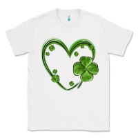 White st patricks day shamrock heart Classic Tee - MaliasSmallBusiness